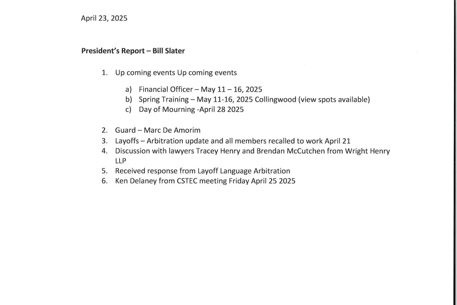 President's Report