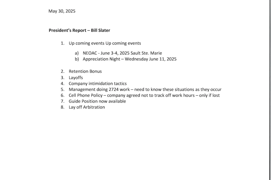President's Report