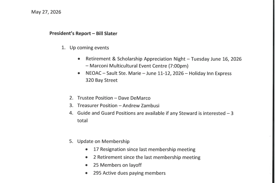 President's Report