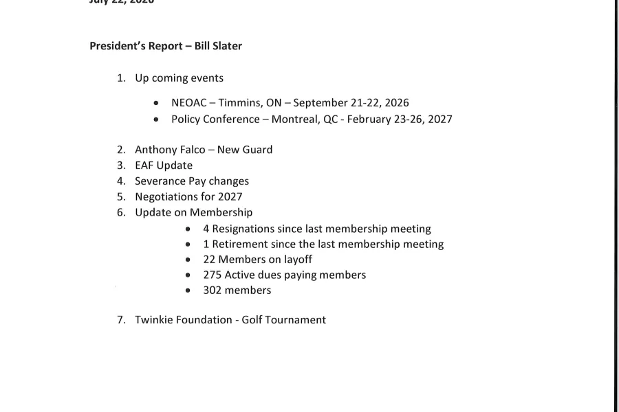 President's Report