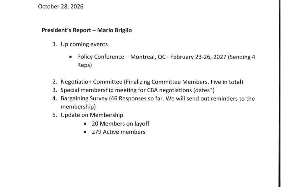 President's Report
