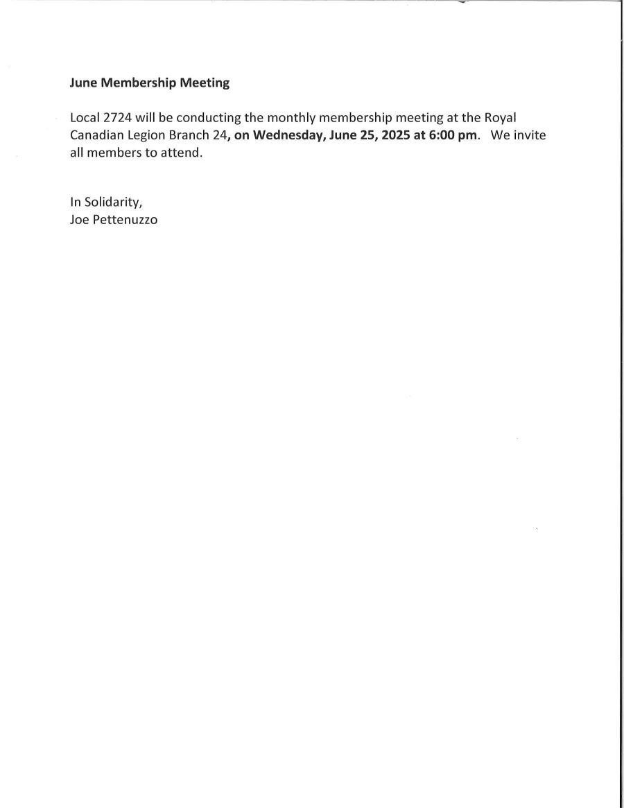 June 25, 2025 Membership Meeting