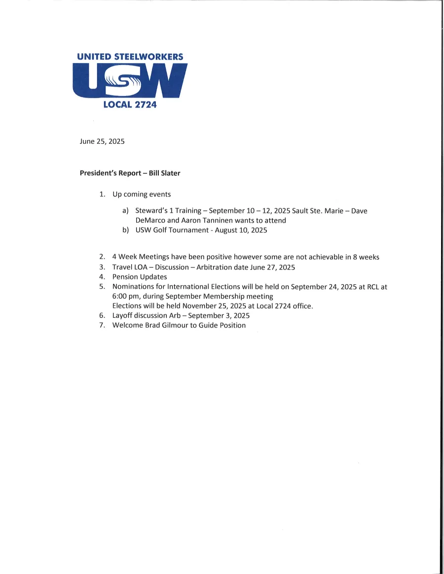 President's Report