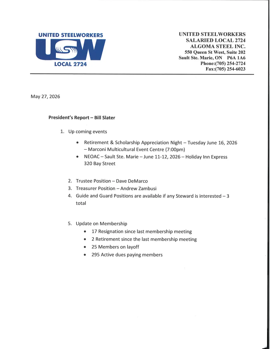 President's Report