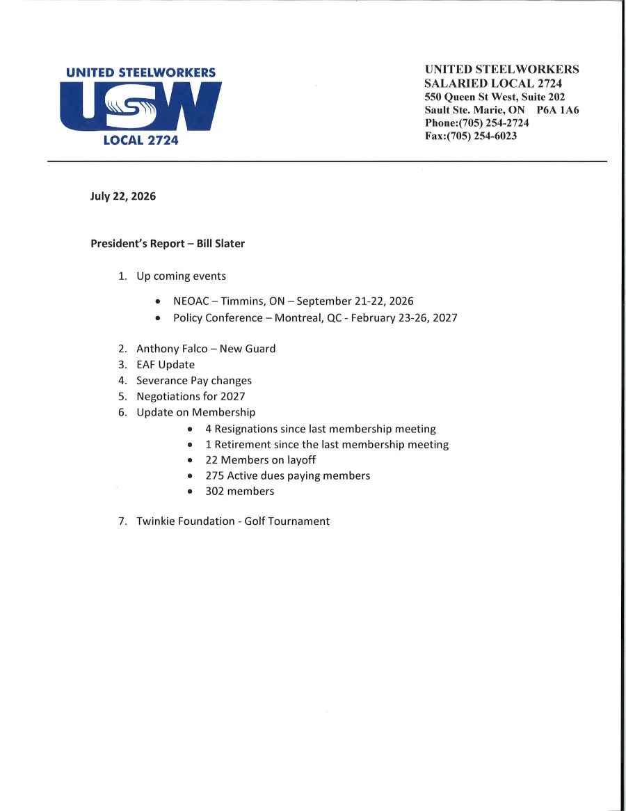 President's Report
