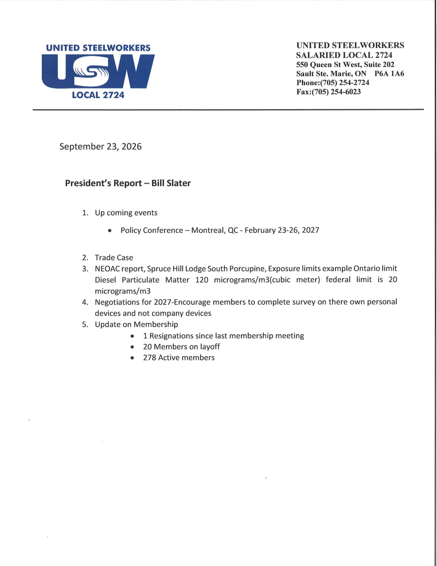 President's Report