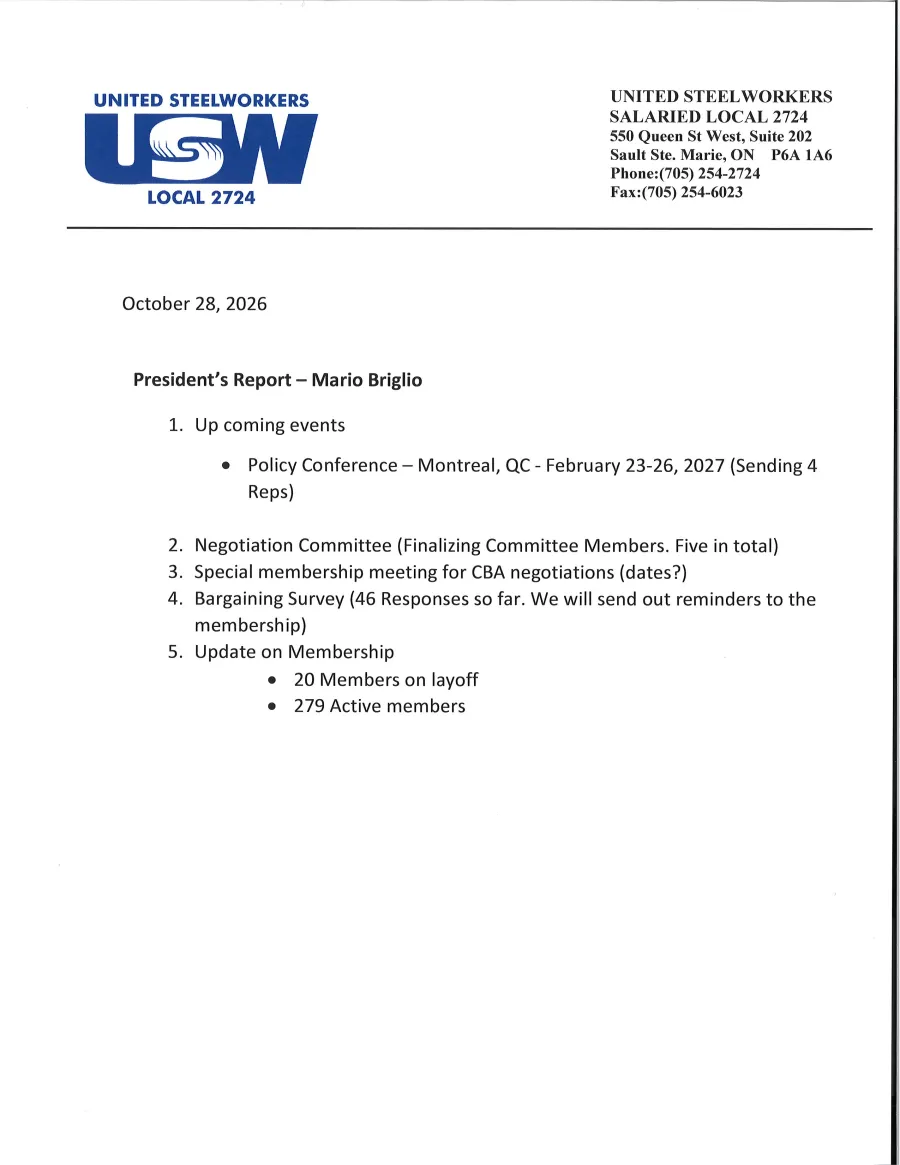 President's Report