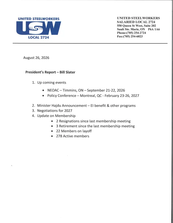 President's Report